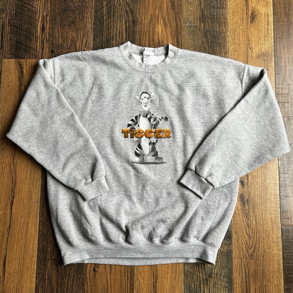 Vintage 90s Disney Store Tigger Crewneck Sweatshirt Gray XXL